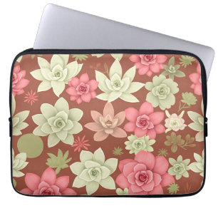 Dusty Rose Terracotta Succulent Echeveria Floral Laptop Sleeve