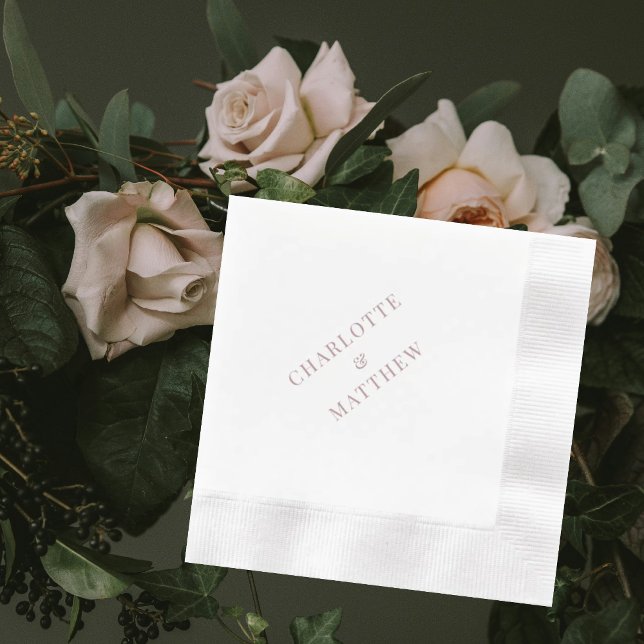 Dusty Rose Text Custom Names Wedding Napkin (Creator Uploaded)