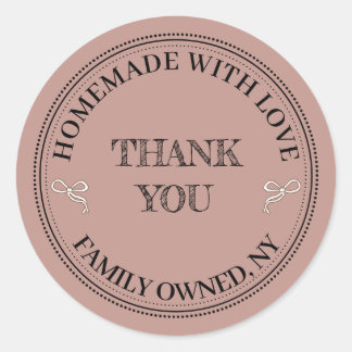 Dusty Rose Thank you Label Round Sticker