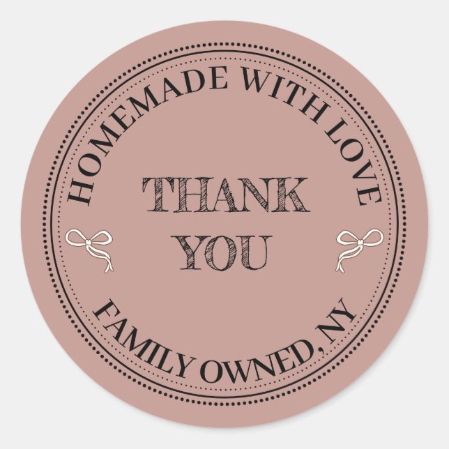 Dusty Rose Thank you Label Round Sticker (Front)