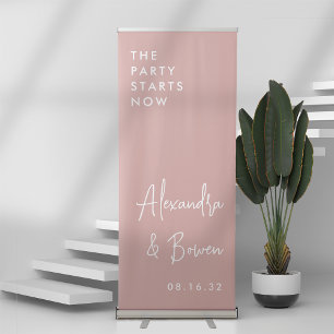 Dusty Rose   The Party Starts Now Wedding Retractable Banner