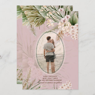 Dusty Rose Tropical Pampas Grass PHOTO Wedding Sav Save The Date