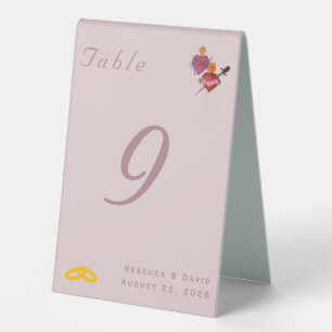 Dusty-Rose Two Hearts Catholic Wedding Table# Tent