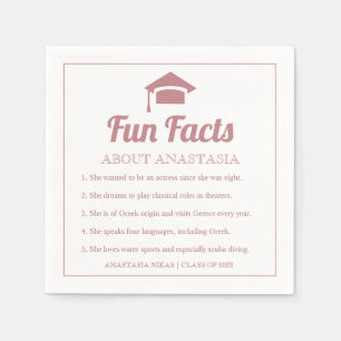 Dusty rose typography Fun Facts graduation cap  Napkin