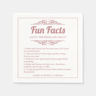 Dusty rose typography Fun Facts vintage wedding  Napkin