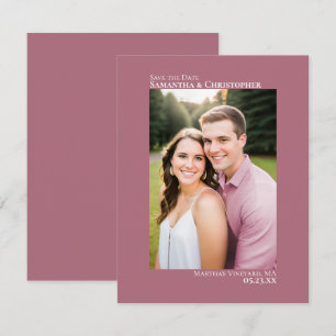 Dusty Rose Vertical Photo Minimalist Wedding Save The Date