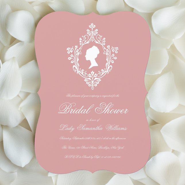 Dusty Rose Vintage Crest Regency Bridal Shower   Invitation (Creator Uploaded)
