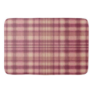 Dusty Rose Warm Muted Pinks Plaid Bath Mat