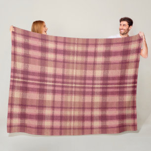 Dusty Rose Warm Muted Pinks Plaid Fleece Blanket