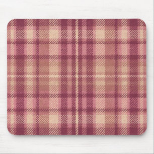 Dusty Rose Warm Muted Pinks Plaid Mouse Mat