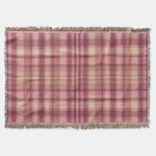 Dusty Rose Warm Muted Pinks Plaid Throw Blanket