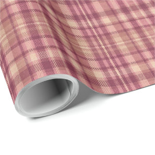 Dusty Rose Warm Muted Pinks Rosy Hues Plaid Wrapping Paper