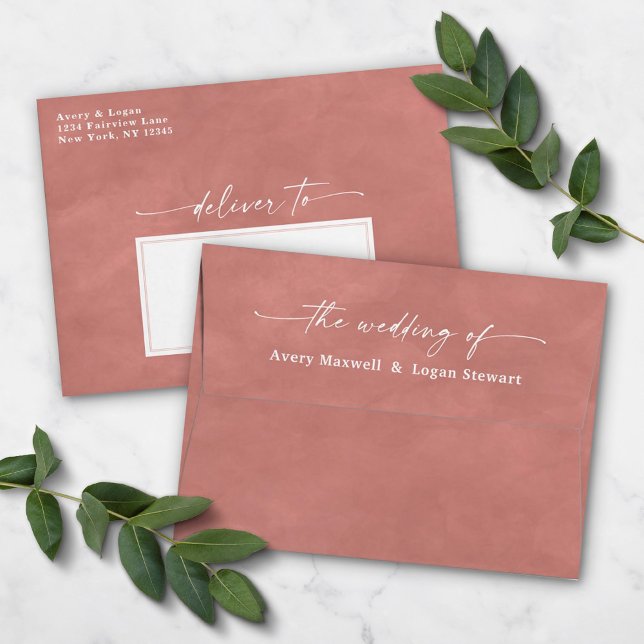 Dusty Rose Watercolor A7 5x7 Wedding Invitation Envelope (Creator Uploaded)