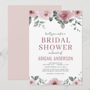 Dusty Rose Watercolor Floral Bridal Shower Invitation