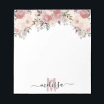 Dusty Rose Watercolor Floral flower Monogram   Notepad<br><div class="desc">This design may be personalised in the area provided by changing the photo and/or text. Or it can be customised by clicking Personalise this Template and then choosing the click to customise further option and delete or change the colour of the background, add text, change the text colour or style,...</div>