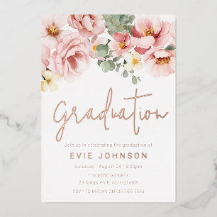 Dusty Rose Watercolor Floral Graduation Rose Gold