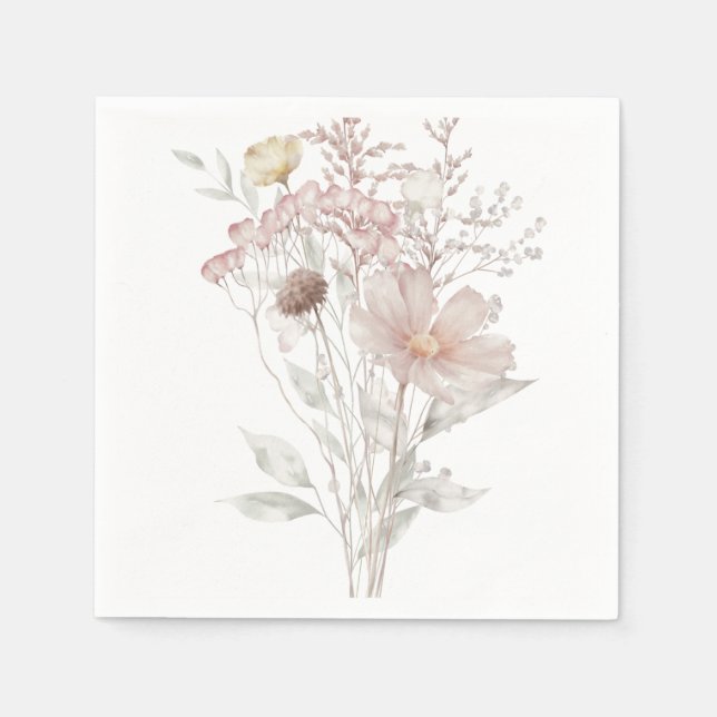 Dusty Rose Watercolor Floral Napkin (Front)