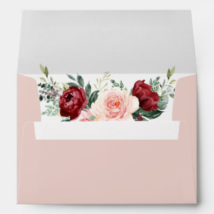 Dusty Rose Watercolor Floral w/ Return Address 5x7 Envelope