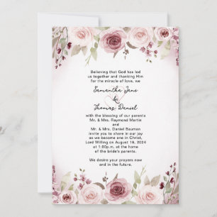 Dusty Rose Watercolor Floral Wedding Invitation