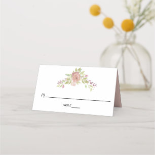 dusty rose watercolor flowers shabby chic place card