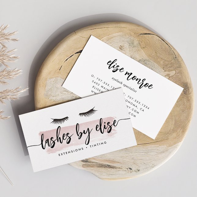 Dusty Rose Watercolor Lash Services Business Card (Creator Uploaded)