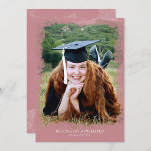 Dusty Rose watercolor photo graduation celebration Invitation