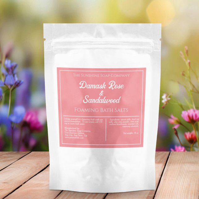 Dusty Rose Waterproof Bath Salts Pouch Label (Creator Uploaded)