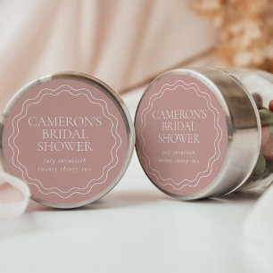 Dusty Rose   Wavy Scallop Border Bridal Shower Classic Round Sticker