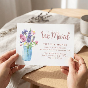 Dusty Rose We Moved Floral New Address Moving Announcement