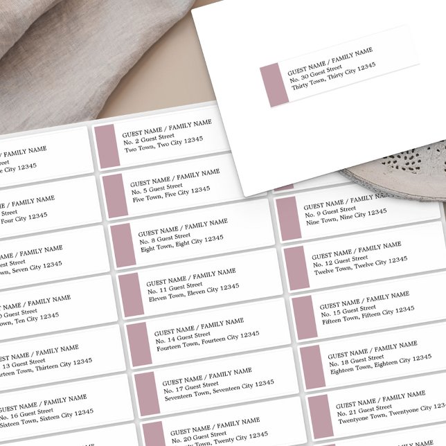 Dusty Rose Wedding 30 Guest Address Labels (Creator Uploaded)