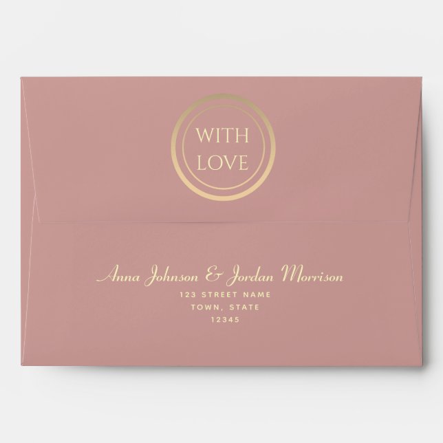 Dusty Rose Wedding 5x7 Envelope (Back (Top Flap))