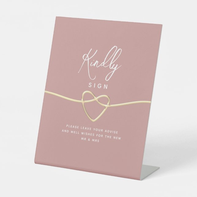 Dusty Rose Wedding Advice and Wishes Pedestal Sign (Front)