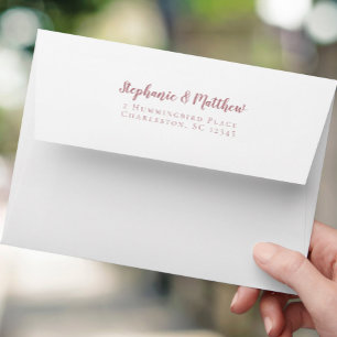 Dusty Rose Wedding Classic Return Address White Envelope