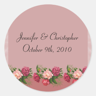 Dusty Rose Wedding Classic Round Sticker