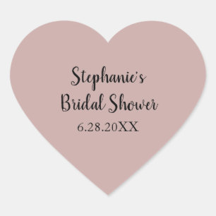 Dusty Rose Wedding Custom Light Pink Bridal Shower Heart Sticker
