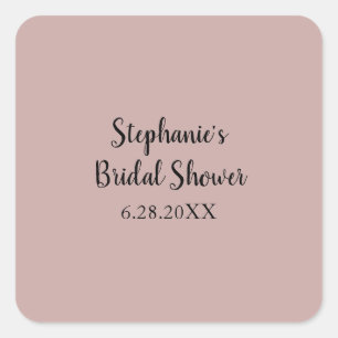 Dusty Rose Wedding Custom Light Pink Bridal Shower Square Sticker