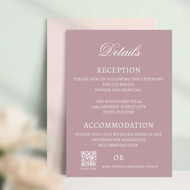 Dusty Rose Wedding Details Card (Creator Uploaded)