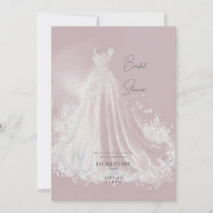 Dusty Rose Wedding Dress Bridal Shower Invitation