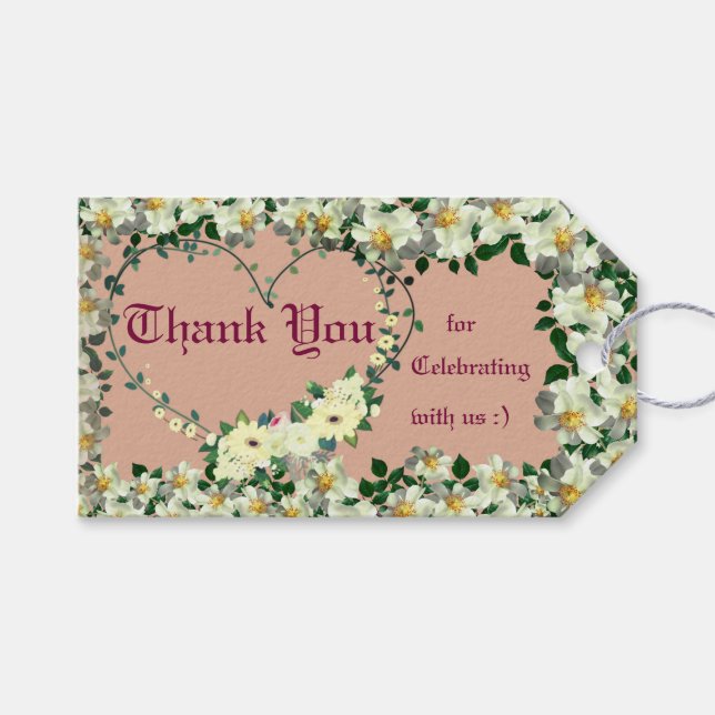 Dusty Rose - Wedding Favours Gift Tags (Front (Horizontal))