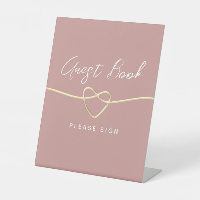 Dusty Rose Wedding Guest Book  Pedestal Sign (Front)