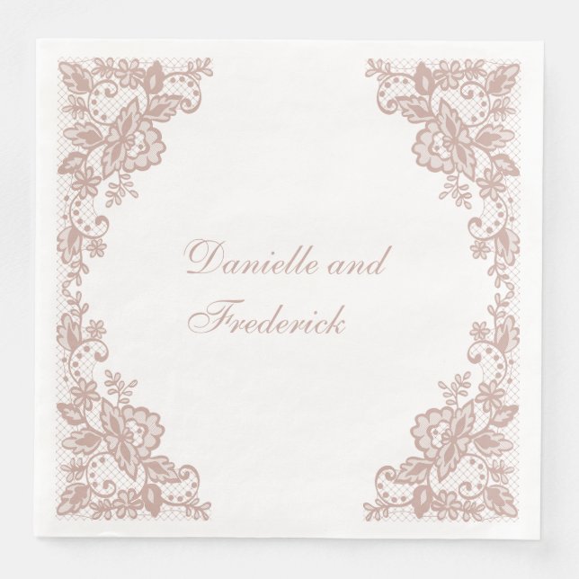 Dusty rose wedding paper napkins  (Front)