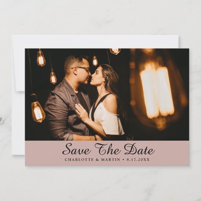 Dusty Rose Wedding Photo Save The Date Cards (Front)