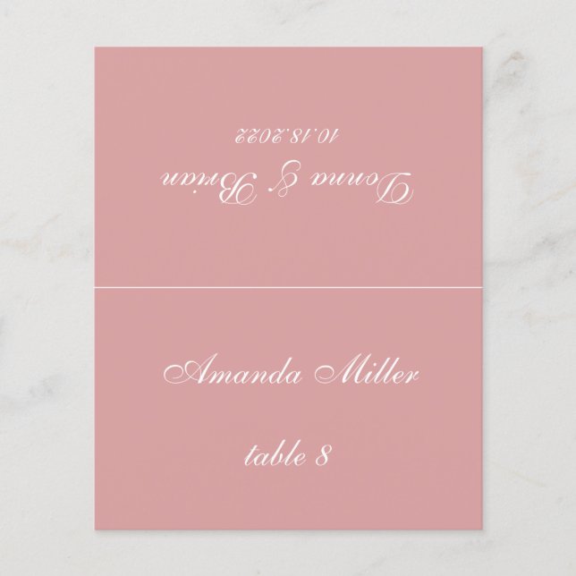 Dusty Rose Wedding Place Card - Printed Guest Name (Front)