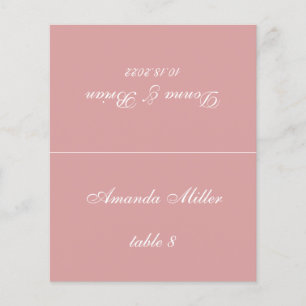 Dusty Rose Wedding Place Card - Printed Guest Name