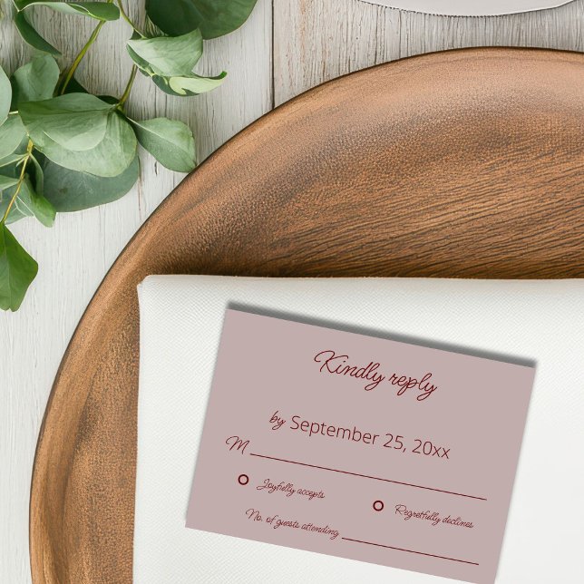 Dusty Rose Wedding RSVP Card  (Creator Uploaded)