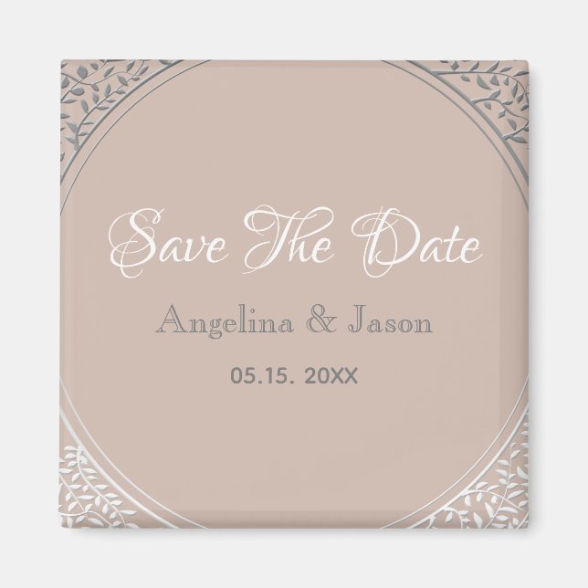 Dusty Rose Wedding Save The Date Invitation Magnet (Front)