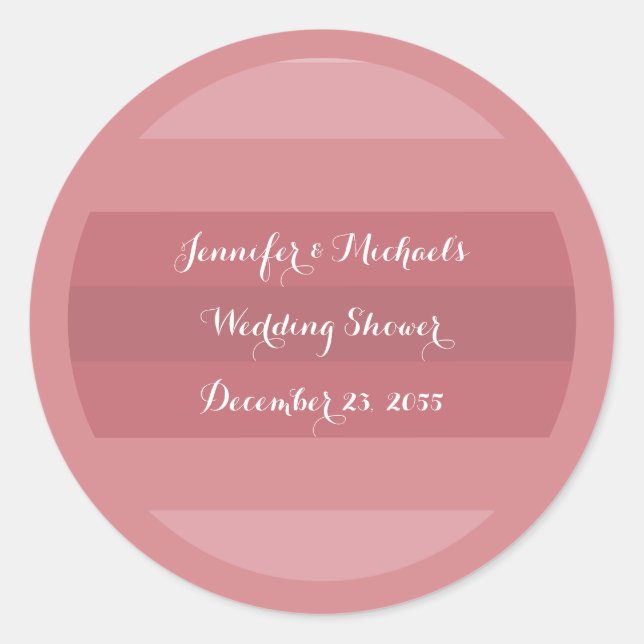 Dusty Rose Wedding Shower or Anniversary Party Classic Round Sticker (Front)