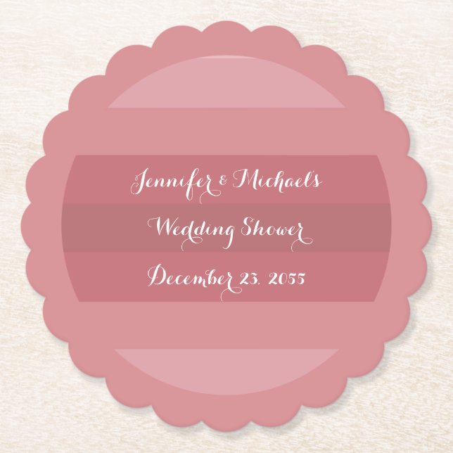 Dusty Rose Wedding Shower or Anniversary Party Paper Coaster (Front)