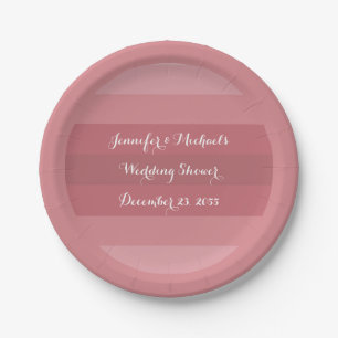 Dusty Rose Wedding Shower or Anniversary Party Paper Plate