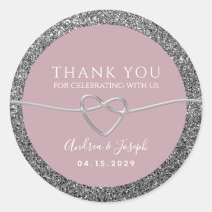 Dusty Rose Wedding Thank You Favour Classic Round Sticker